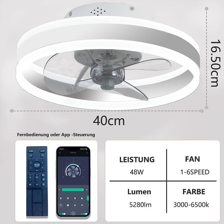 Actual product image Wildcat Ceiling Fan with Lighting 40cm White