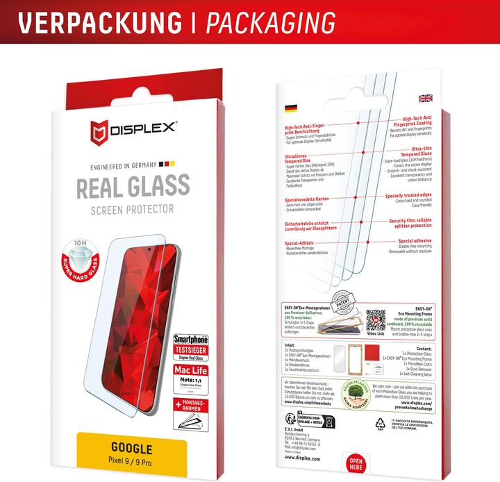 Immagine prodotto Displex Real Glass, 2D Panzerglas (1 Pezzo/i, Google Pixel 9 Pro, Google Pixel 9)