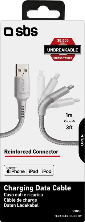 Image du produit SBS Câble USB 2.0 Lightning - Unbreakable Collection (1 m, USB 2.0)