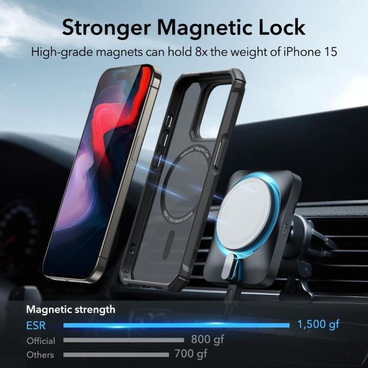 Actual product image ESR Air Armor Halolock Magsafe Iphone 15 Pro Max Frosted Black (Apple iPhone 15 Pro Max)
