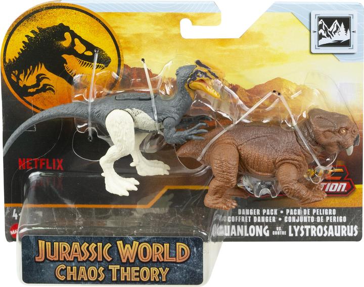 Actual product image Mattel JURASSIC WORLD DANGER PACK Guanlong vs. Lystrosaurus