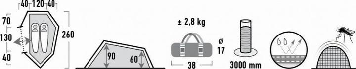 Productafbeelding High Peak Mus (Tunnel tent, 2.80 kg, 2 personen)
