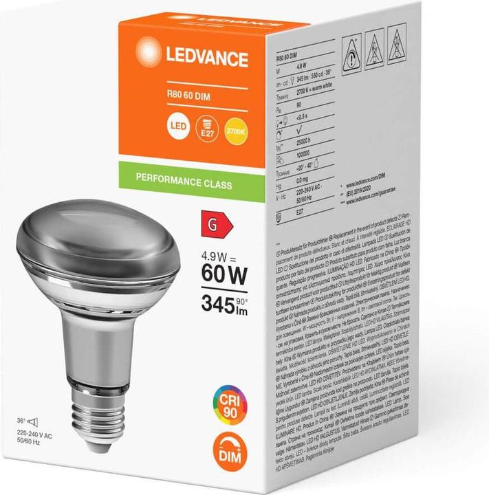 Actual product image Ledvance LED reflector lamp (E27, 4.90 W, 345 lm, 1 x, G)