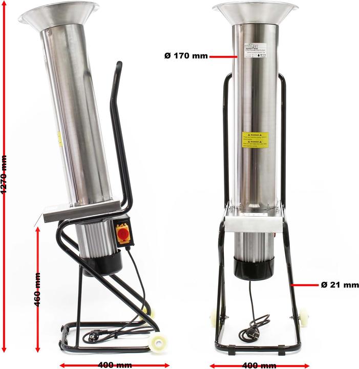 Actual product image Wiltec Fruit chopper 1100W 1,5HP 2800rpm 1000kg/h Stainless steel fruit grinder Pome fruit (EU plug)