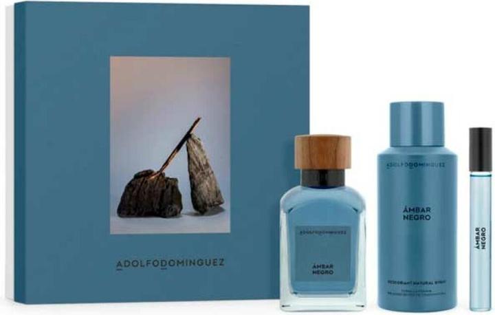 Produktbild Adolfo Dominguez AD Ambar Negro Eau De Parfum Spray 120ml Set 3 Artikel (Eau de Parfum, 120 ml)