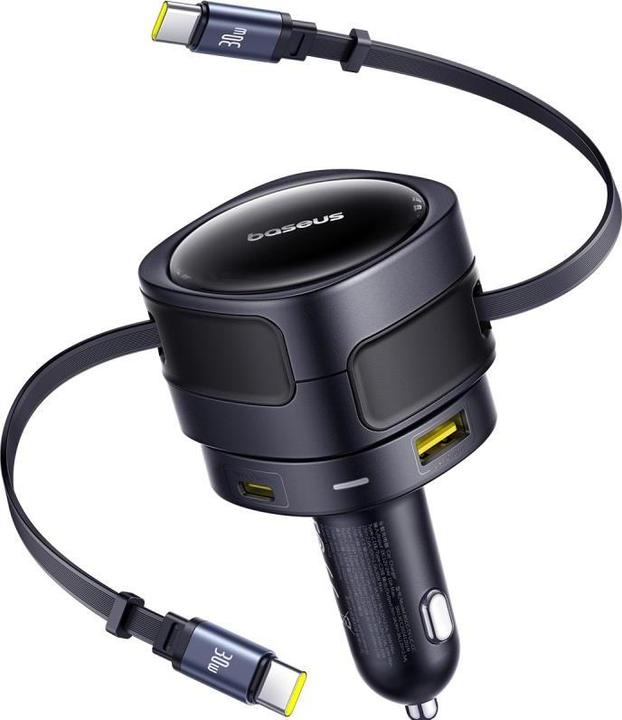 Actual product image Baseus Enjoyment Max Car Charger C+C Cables & U+C Ports 90W Cosmic Black