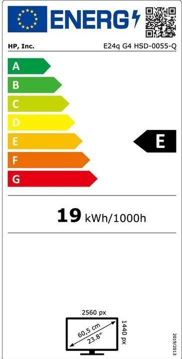 Label énergétique Lenovo E24q-20 23.8 pouces VGA HDMI DP (2560 x 1440 pixels, 24")