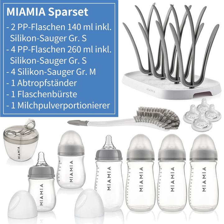 Produktbild MiaMia Babyflaschen 13-tlg. Starter-Set / Flaschen-Set - 6 PP-Flaschen (140 ml)