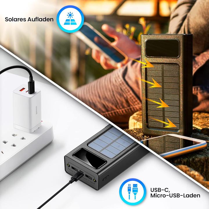 Immagine prodotto Extralink EPB-092 20000mAh Czarny | Powerbank | Powerbank solare, USB-C (20000 mAh, 10 W, 74 Wh)