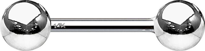 Actual product image Star Piercing Barbell 14k white gold with ball (without brass, 14k gold)