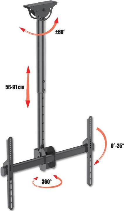 Produktbild Techly Befestigungskit (Deckenmontage, Montageklammer, Teleskopstange) - für Flachbilds (Decke)