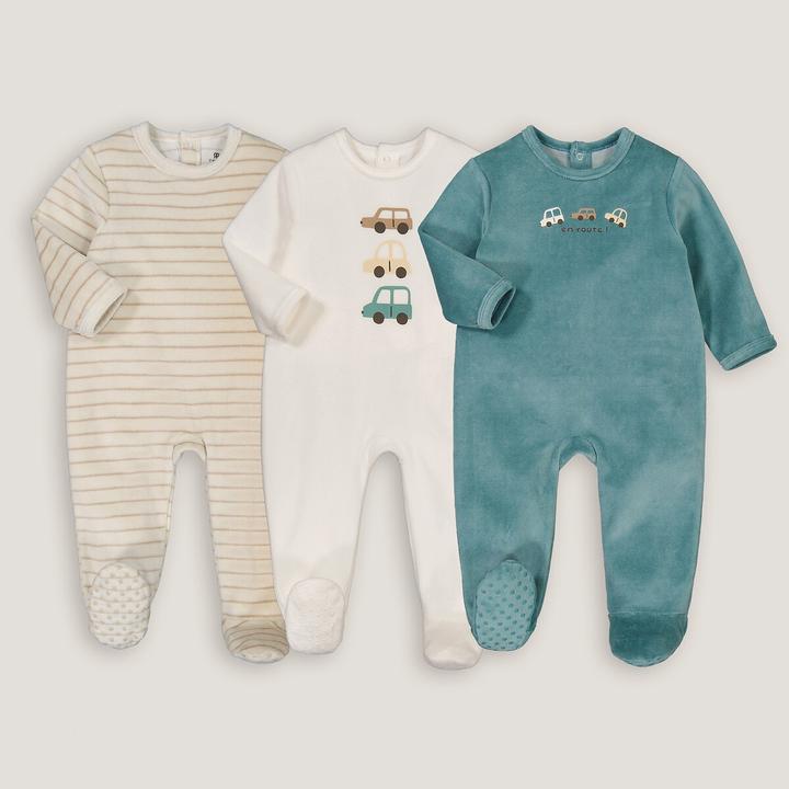 Actual product image La Redoute Collections Velvet 3-Pack Romper (50)
