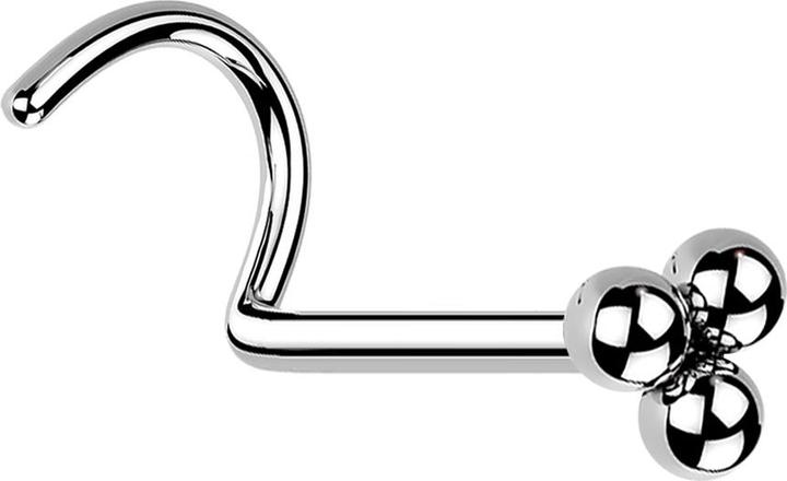 Produktbild Star Piercing Nasenstecker gebogen silber drei Kugeln (ohne Messing, Chirurgenstahl 316L)