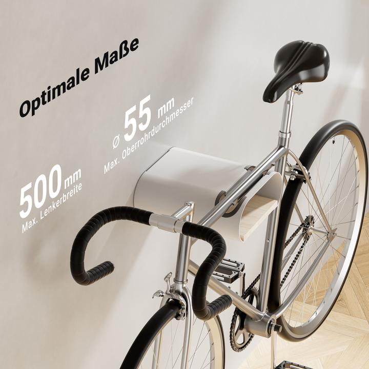 Produktbild Wiltec Fahrrad Wandhalterung weiss 39,8x16,7x32,6-42,6cm 25kg Fahrradhalterung