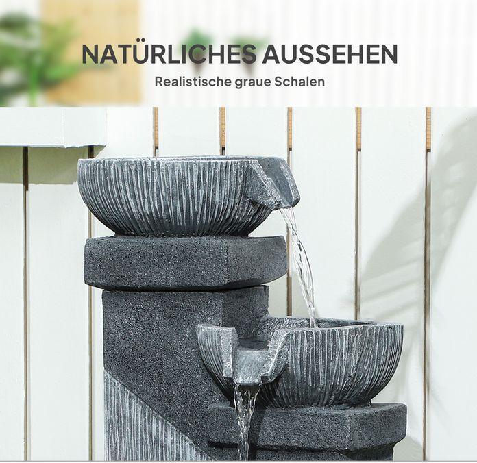 Immagine prodotto Swisshandel24 Springbrunnen Kunstharz mit LED Beleuchtung Pumpe Steinoptik 38x36x85 cm Grau