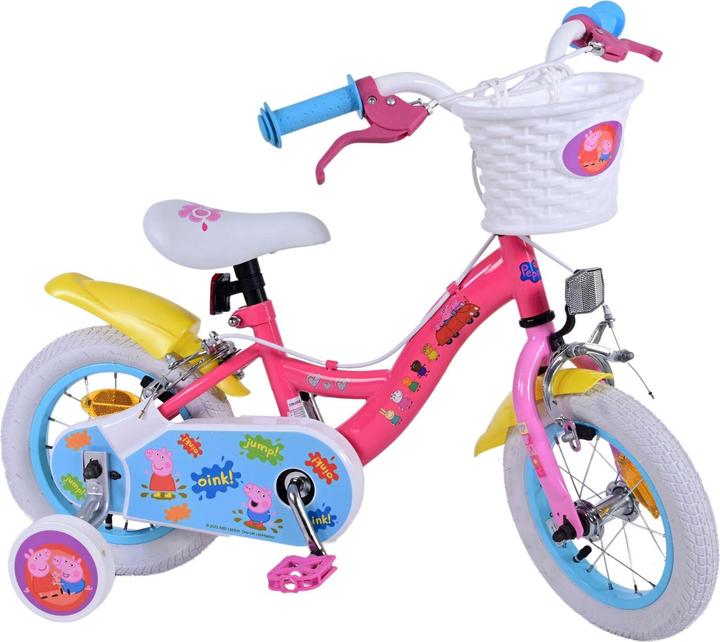 Immagine prodotto Peppa Pig Bicicletta per bambini rosa da 12 pollici con rotelle staccabili e due freni a mano - sicurezza u (12")