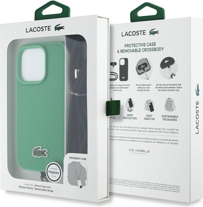 Image du produit Lacoste Etui Iconic Petit Pique Crossbody Cord MagSafe do iPhone 15 Pro zielony