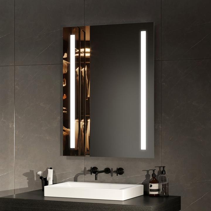 Actual product image Emke Bathroom Mirror With Lighting 80*60cm,Fog-Free, 3000K/6500K,Bouton Switch