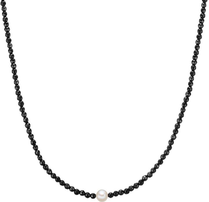 Valero Pearls Damen Sterling Silber Achat Süßwasser-Zuchtperle Silber 40,0 cm Grundkette + 5,0 cm Verlängerung (Sterling Silber, 40 - 45 cm)