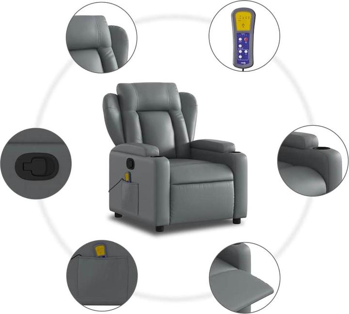 Image du produit VidaXL Fauteuil de massage gris similicuir,Couleur : gris,Matériaux