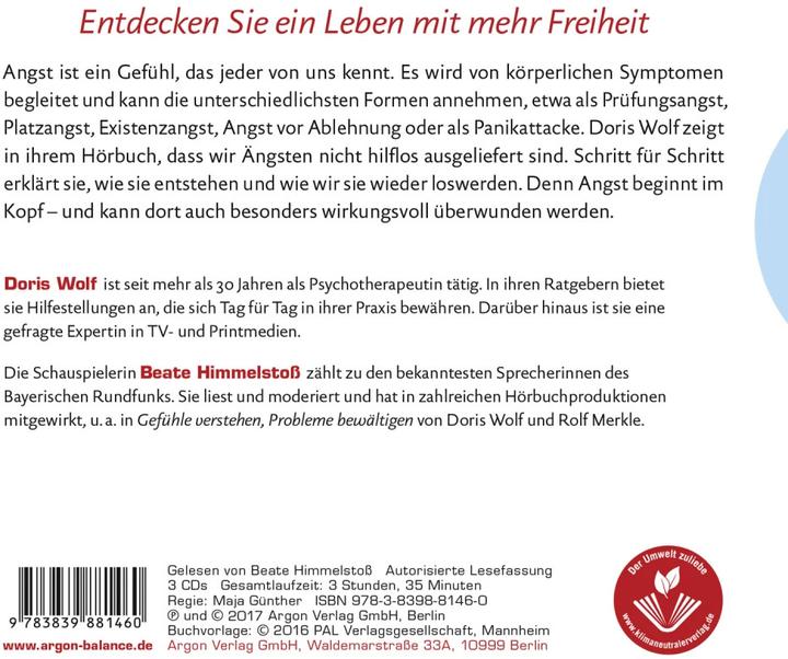Produktbild Ängste verstehen und überwinden (Doris Wolf, Beate Himmelstoss, Deutsch)