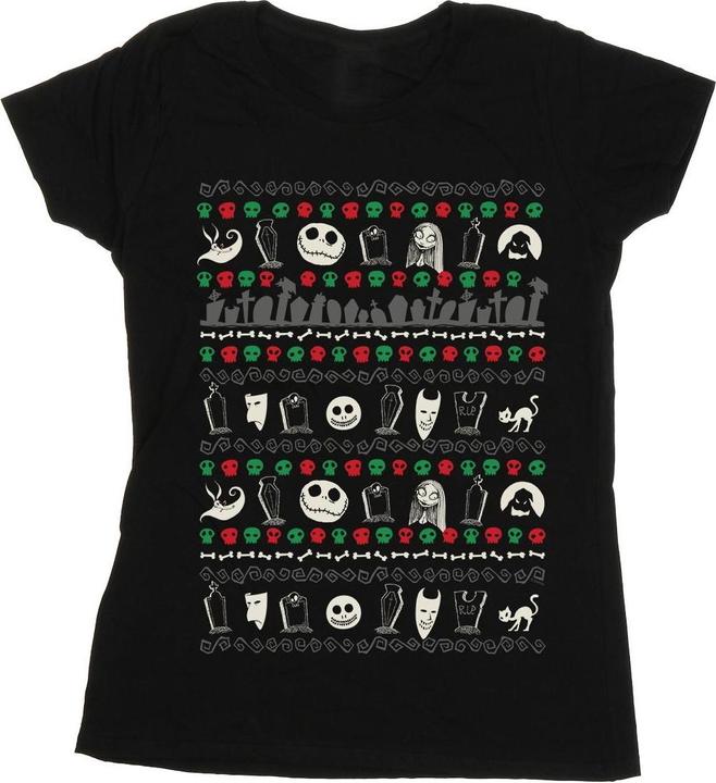 Actual product image Disney Womens/Ladies Nightmare Before Christmas Festive Icons Cotton T-Shirt (XXL)