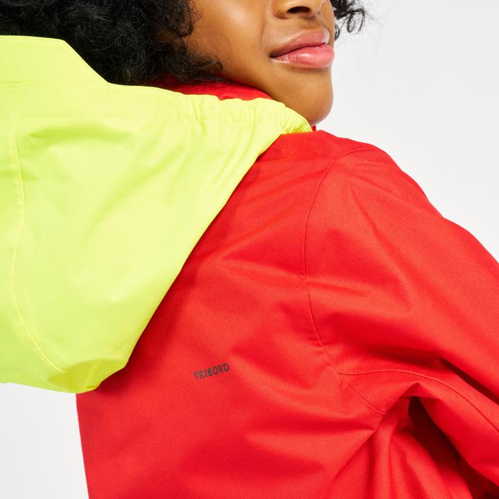 Actual product image Tribord Rain jacket sailing jacket children waterproof windproof - Sailing 300 red/yellow (10, 11, 12)