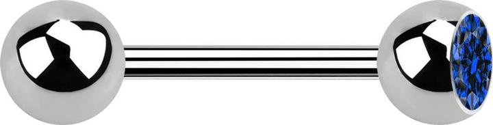 Produktbild Star Piercing Barbell silber mit Kugel und Kugel Kristall dunkelblau (Titan G23, ohne Messing)