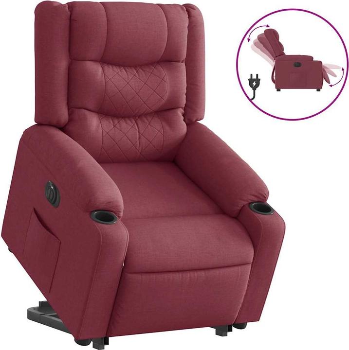 Produktbild VidaXL Elektrischer Massagesessel mit Aufstehhilfe Weinrot Stoff