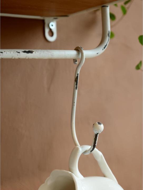 Produktbild Chic Antique Wandregal mit Haken 24 x 58 x 18 cm, Weiss (58 x 18 x 24 cm)