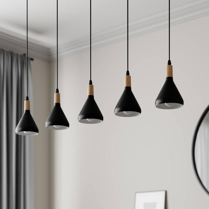 Immagine prodotto Lindby Lampada a sospensione Arina Nero/Legno (E14, 400 lm)