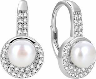 Produktbild Beneto Glittering silver earrings with real pearls AGUC2152PL (L)