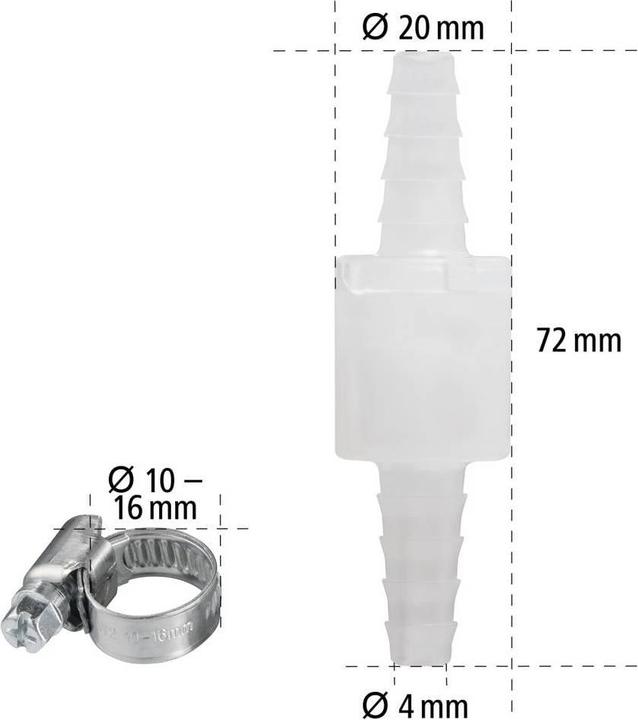 Produktbild Xavax Rückschlagventil, mit 2 Schlauchschellen, für max. Ø 10 mm