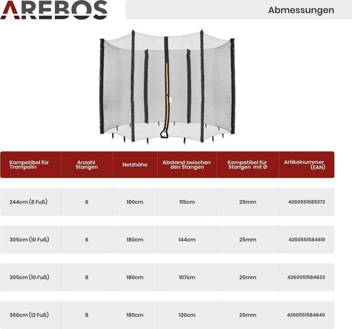 Produktbild Arebos Trampolin Randabdeckung und Sicherheitsnetz