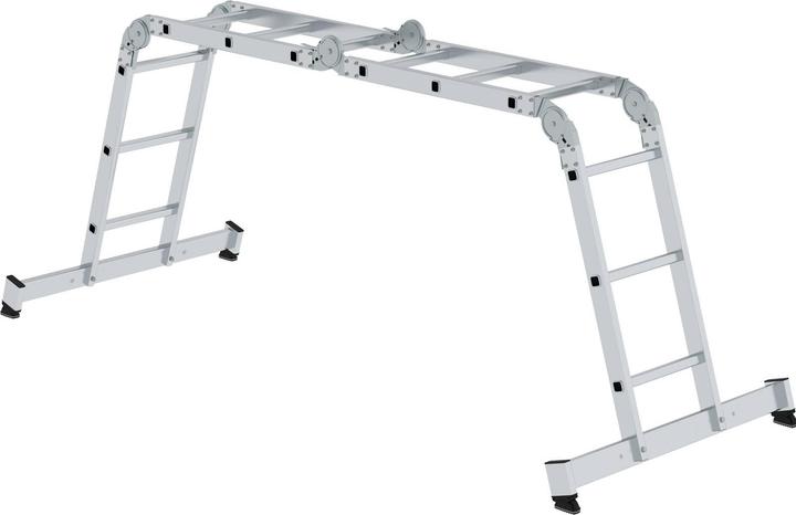 Produktbild Munk Vielzweckleiter 4-teilig mit nivello-Traverse und Holzbelag 4x3 Sprossen (Mehrzweckleiter, 365 cm)