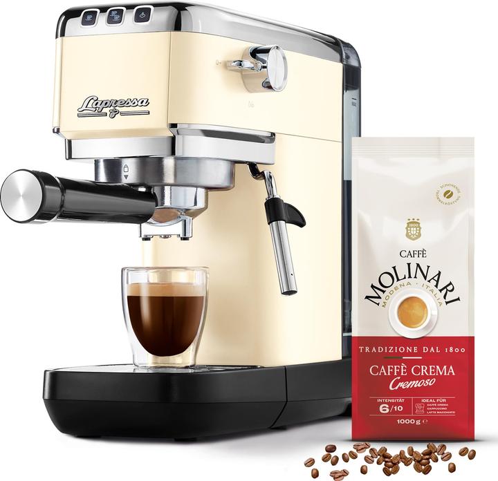 Tchibo Portafilter espresso machine "Lapressa" cream white coffee tasting pack FREE OF CHARGE
