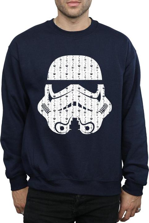 Actual product image Star Wars Mens Christmas Stormtrooper Helmet Sweatshirt (L)