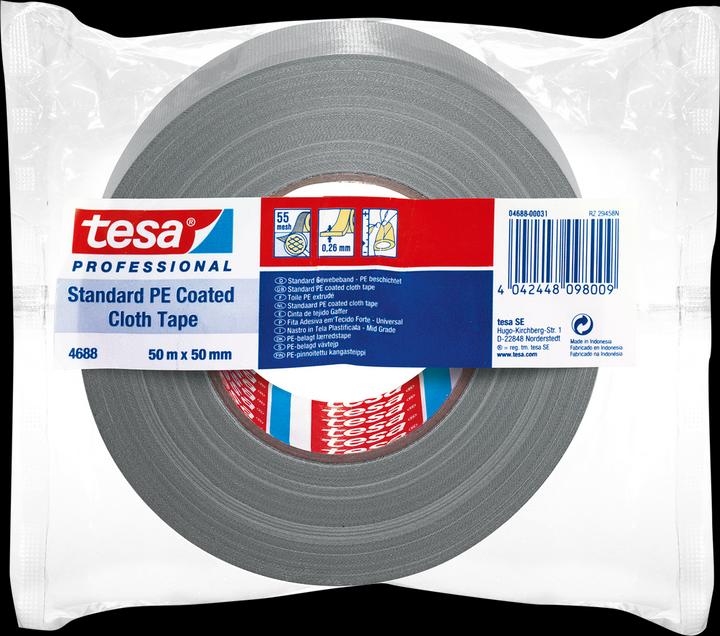 Actual product image tesa Fabric tape® Standard 4688 silver matt Length 50 m Width 50 mm (50 mm)