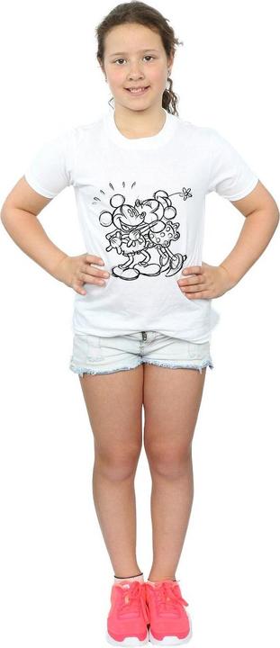 Actual product image Disney Girls Mickey And Minnie Mouse Kiss Sketch Cotton T-Shirt (152, 158)