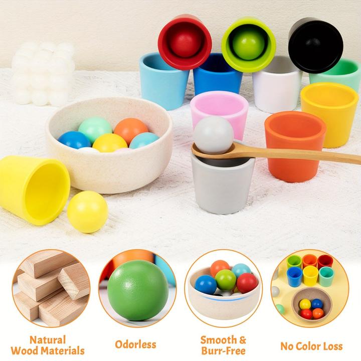 Immagine prodotto Activity Board Palla arcobaleno in legno per abbinare i colori, gioco di ordinamento, abbinamento dei colori e