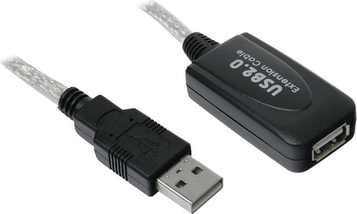 Produktbild InLine USB 2.0 Aktiv-Verlaengerung 5m mit Signalverstaerkung / Repeater Stecker A an Buchse A 5m (5 m, USB 2.0)