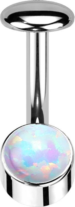 Image du produit Star Piercing Threadless Labret-Stab Banane silber Zylinder silber Opal weiss (Titane G23)
