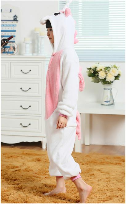 Immagine prodotto MU Classic Costume da unicorno - Pigiama con unicorno per bambini taglia 125 - bianco/rosa (125 B)