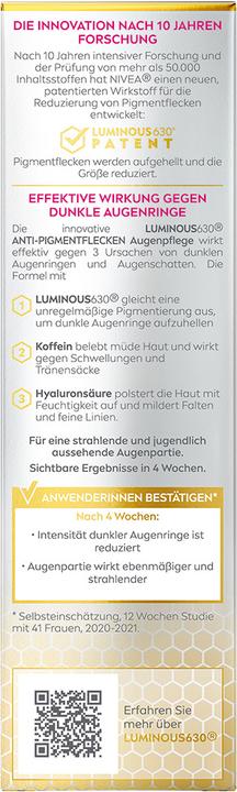 Produktbild NIVEA DUPLIKAT Cellular Luminous630 Anti-Dunkle Augenringe Augencreme (Crème, 15 ml)