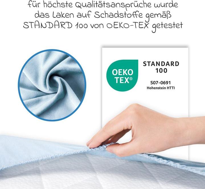 Actual product image Julius Zöllner Jersey fitted sheet for cradles & bassinet mattresses 90x 40 cm, denim (40 x 90 cm)