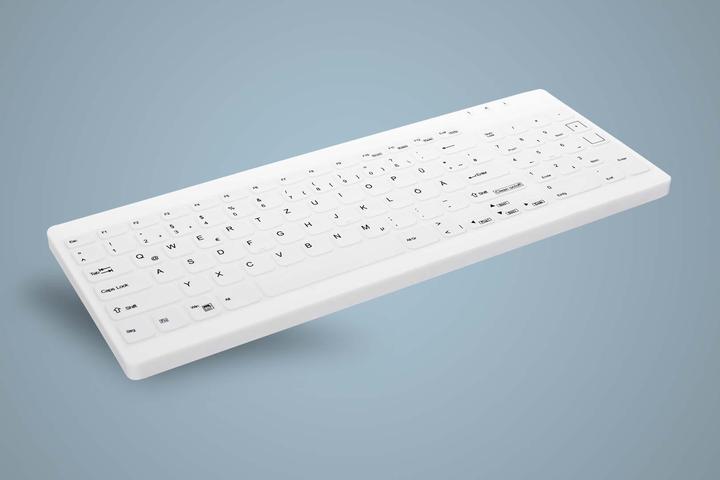 Actual product image Active Key Hygiene Compact Ultraflat Keyboard with NumPad Fully Sealed Watertight USB White MAC (DE, Cable)