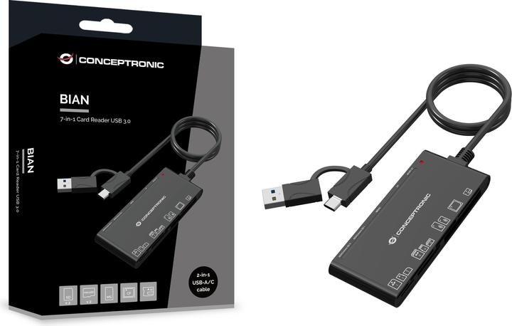 Image du produit Conceptronic 7-in-1 Card Reader USB3.0,2xSD,2xMicroSD,MS,CF (Type B)