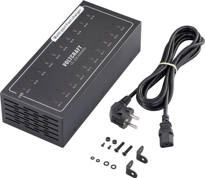 Immagine prodotto Voltcraft UC-20C400W01 USB Ladegerät 400 W 20x USB-C® USB PD Innenbereich USB Po (400 W)