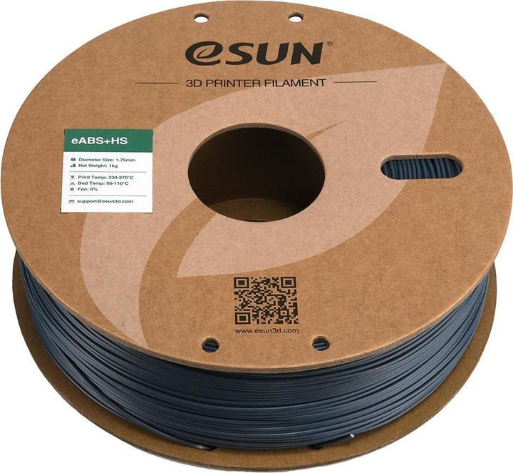 Produktbild eSUN EABS+HS 1,75mm GREY 1kg (ABS, 1.75 mm, 1000 g, Grau)