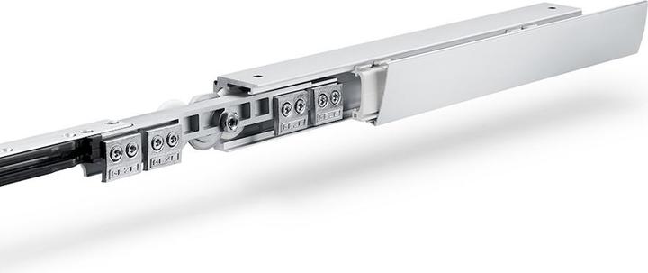 Image du produit Geze Système coulissant Levolan 120 120 kg 2450 mm Aspect inox Vantaux en verre Kit complet 64-124 cm